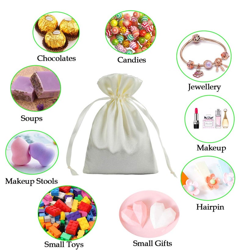 Generic Brands AKLVBL 30 Pack 5 x 7 Inches Beige Satin Gift Bags with Drawstring, Jewelry Drawstring Pouch, Wedding Favor Bags, Baby Shower Bags, silk bag - Image 3